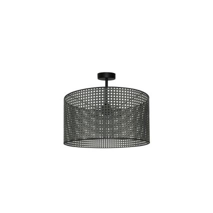 Duolla - Πλαφονιέρα οροφής ROLLER RATTAN 1xE27/15W/230V διάμετρος 45 cm μαύρο