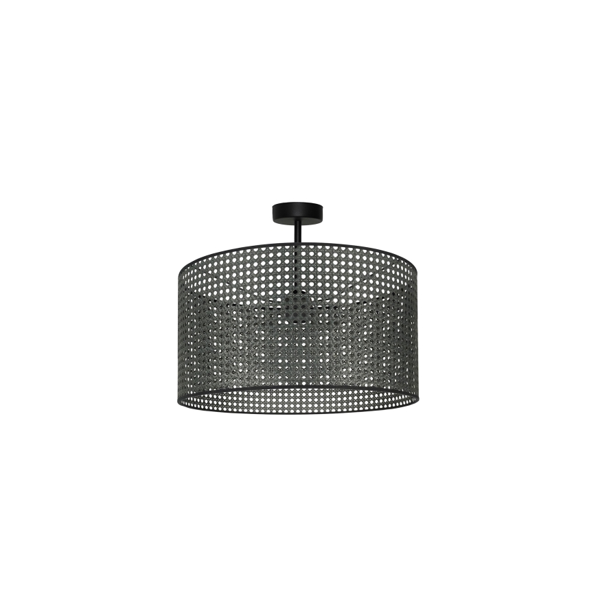 Duolla - Πλαφονιέρα οροφής ROLLER RATTAN 1xE27/15W/230V διάμετρος 45 cm μαύρο