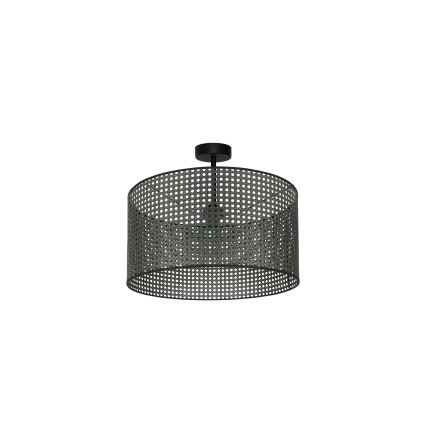 Duolla - Πλαφονιέρα οροφής ROLLER RATTAN 1xE27/15W/230V διάμετρος 45 cm μαύρο