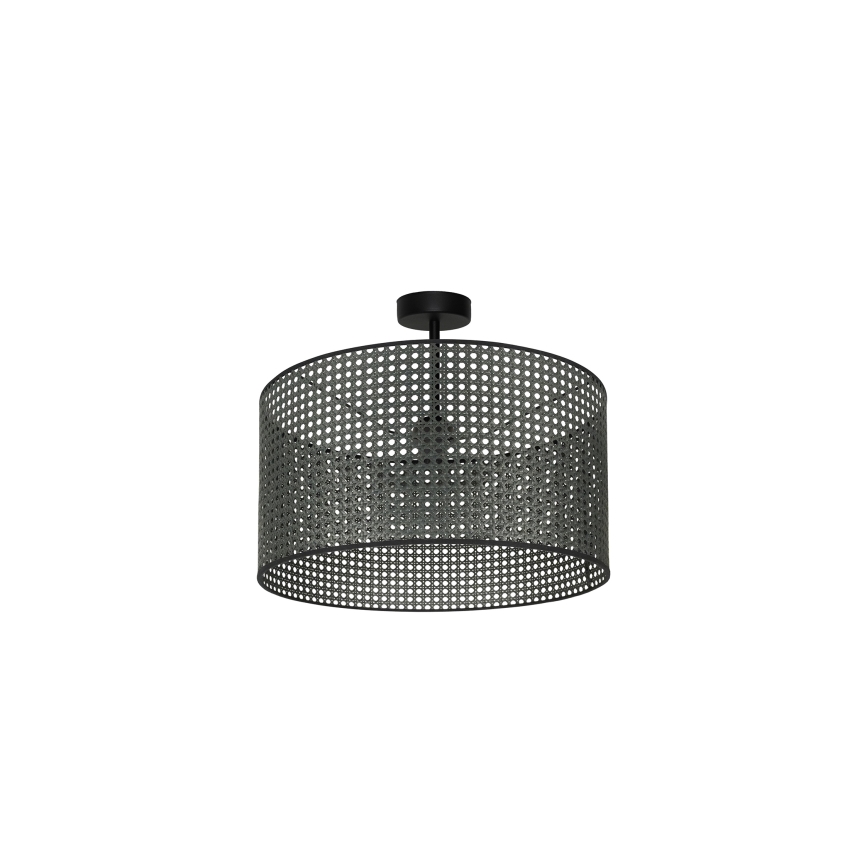 Duolla - Πλαφονιέρα οροφής ROLLER RATTAN 1xE27/15W/230V διάμετρος 45 cm μαύρο
