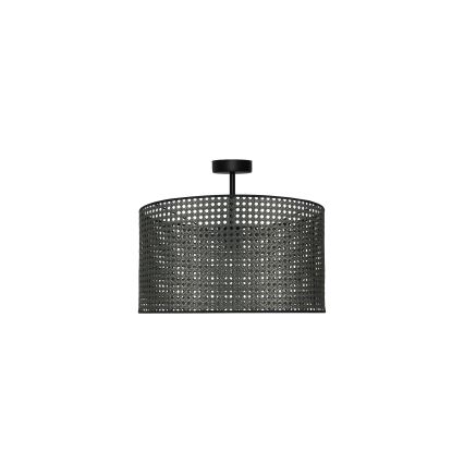 Duolla - Πλαφονιέρα οροφής ROLLER RATTAN 1xE27/15W/230V διάμετρος 45 cm μαύρο