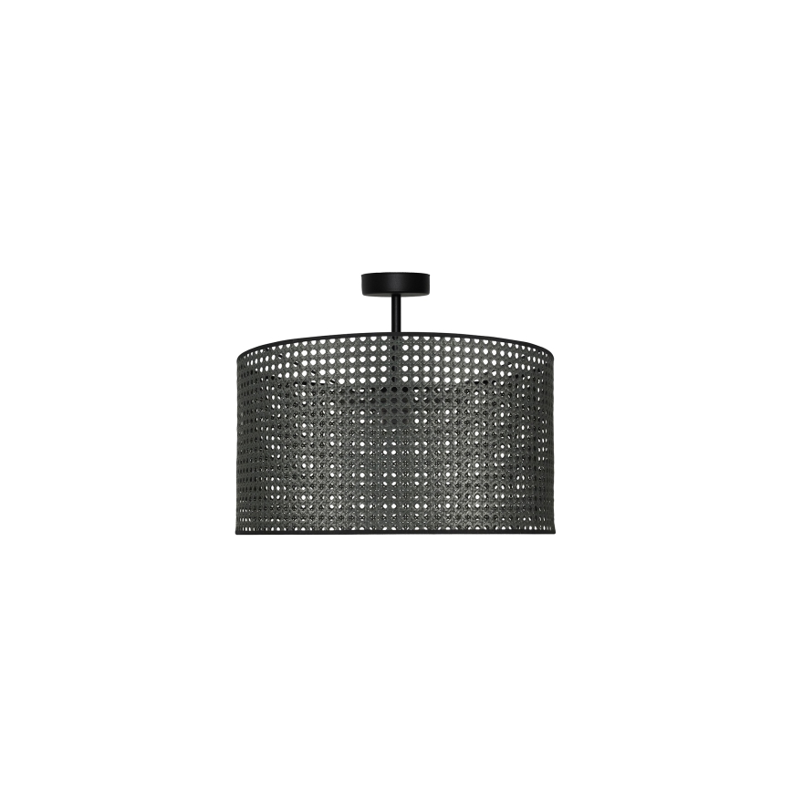 Duolla - Πλαφονιέρα οροφής ROLLER RATTAN 1xE27/15W/230V διάμετρος 45 cm μαύρο
