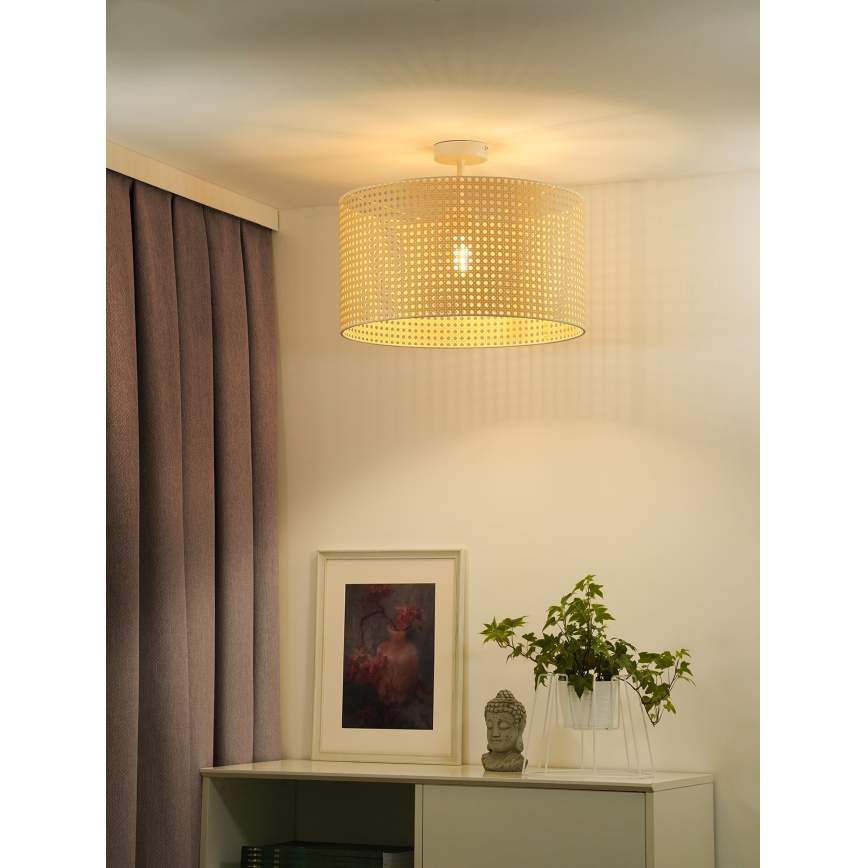 Duolla - Πλαφονιέρα οροφής ROLLER RATTAN 1xE27/15W/230V διάμετρος 45 cm μπεζ