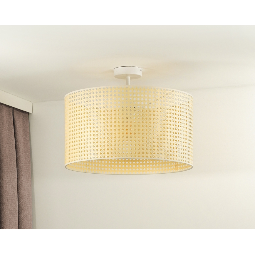 Duolla - Πλαφονιέρα οροφής ROLLER RATTAN 1xE27/15W/230V διάμετρος 45 cm μπεζ