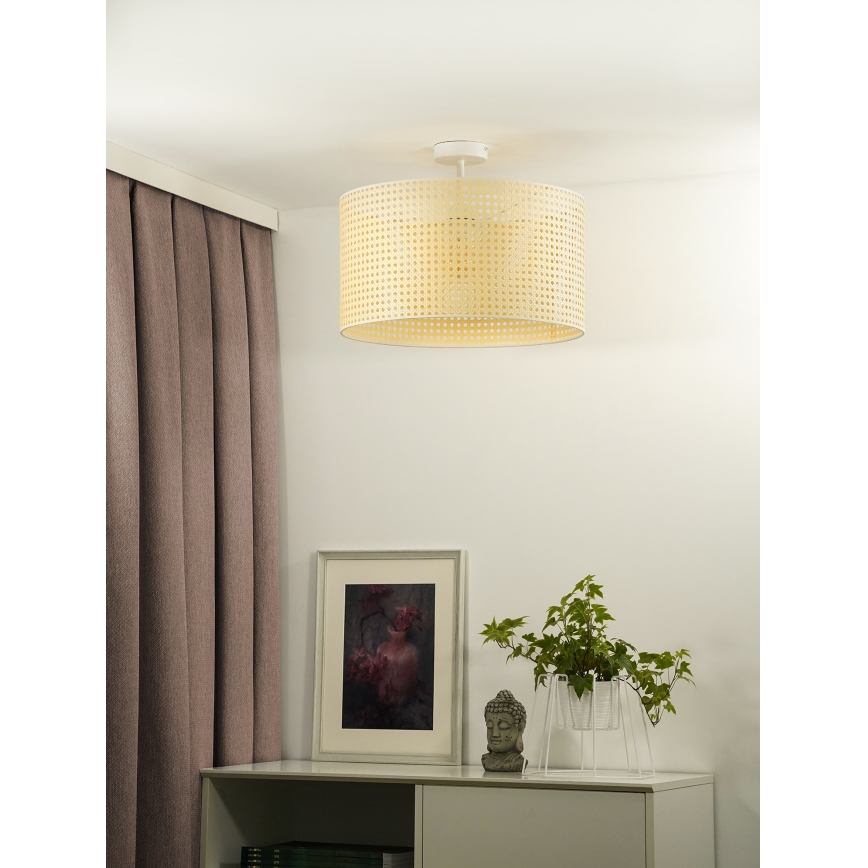 Duolla - Πλαφονιέρα οροφής ROLLER RATTAN 1xE27/15W/230V διάμετρος 45 cm μπεζ