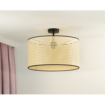 Duolla - Πλαφονιέρα οροφής ROLLER RATTAN 1xE27/15W/230V διάμετρος 45 cm μπεζ/μαύρο