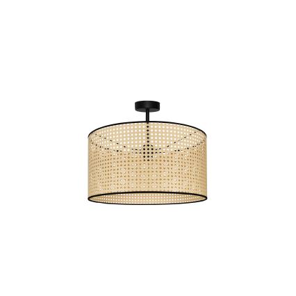 Duolla - Πλαφονιέρα οροφής ROLLER RATTAN 1xE27/15W/230V διάμετρος 45 cm μπεζ/μαύρο