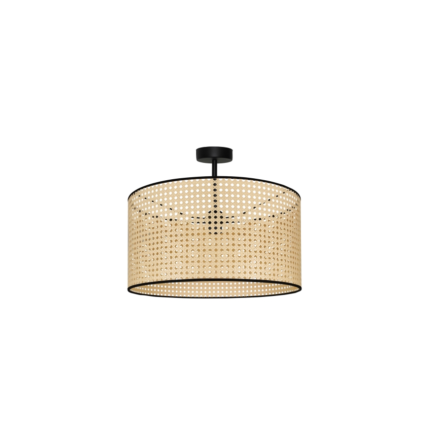 Duolla - Πλαφονιέρα οροφής ROLLER RATTAN 1xE27/15W/230V διάμετρος 45 cm μπεζ/μαύρο