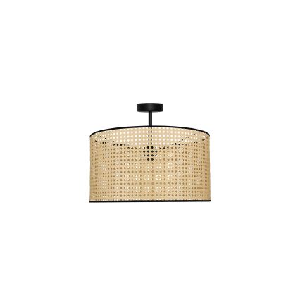 Duolla - Πλαφονιέρα οροφής ROLLER RATTAN 1xE27/15W/230V διάμετρος 45 cm μπεζ/μαύρο