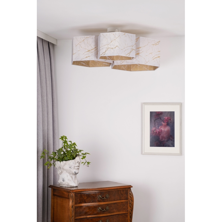 Duolla - Πλαφονιέρα οροφής ROLLER TRIO HEX 3xE27/15W/230V λευκό/χρυσαφί