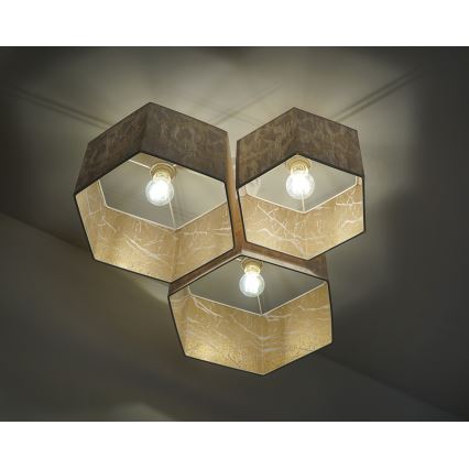Duolla - Πλαφονιέρα οροφής ROLLER TRIO HEX 3xE27/15W/230V λευκό/χρυσαφί