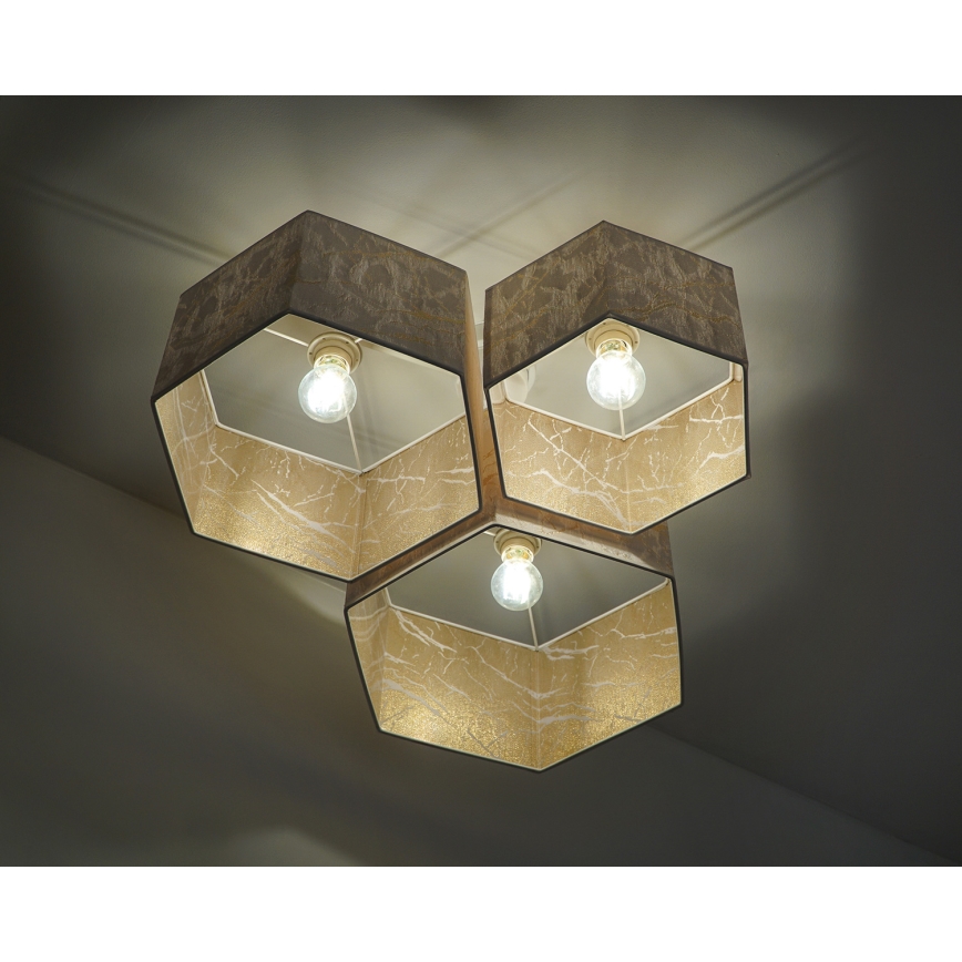 Duolla - Πλαφονιέρα οροφής ROLLER TRIO HEX 3xE27/15W/230V λευκό/χρυσαφί