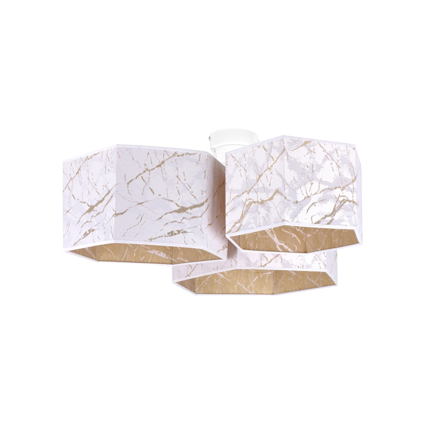 Duolla - Πλαφονιέρα οροφής ROLLER TRIO HEX 3xE27/15W/230V λευκό/χρυσαφί