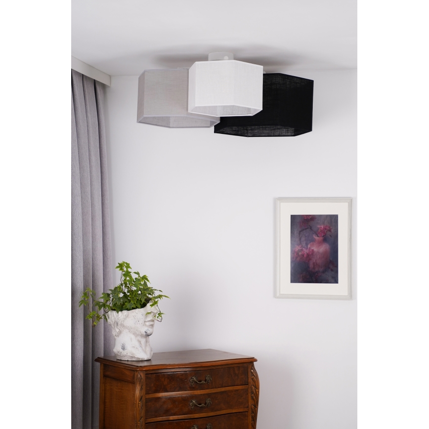 Duolla - Πλαφονιέρα οροφής ROLLER TRIO HEX 3xE27/15W/230V μαύρο/γκρι/λευκό
