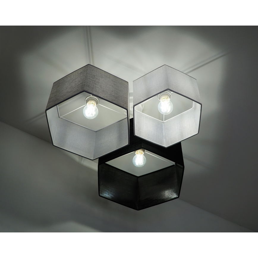 Duolla - Πλαφονιέρα οροφής ROLLER TRIO HEX 3xE27/15W/230V μαύρο/γκρι/λευκό
