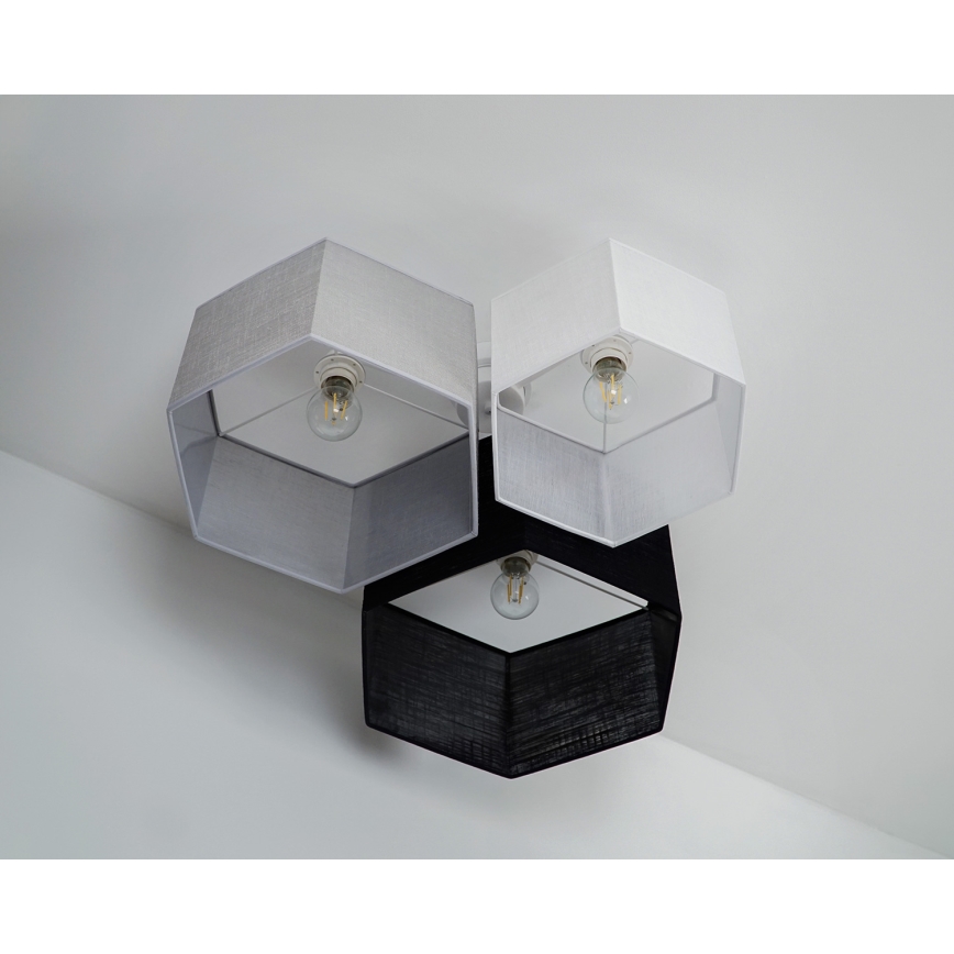Duolla - Πλαφονιέρα οροφής ROLLER TRIO HEX 3xE27/15W/230V μαύρο/γκρι/λευκό