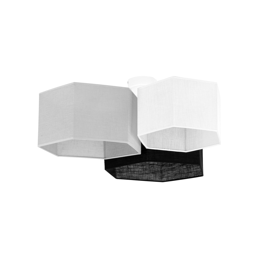 Duolla - Πλαφονιέρα οροφής ROLLER TRIO HEX 3xE27/15W/230V μαύρο/γκρι/λευκό