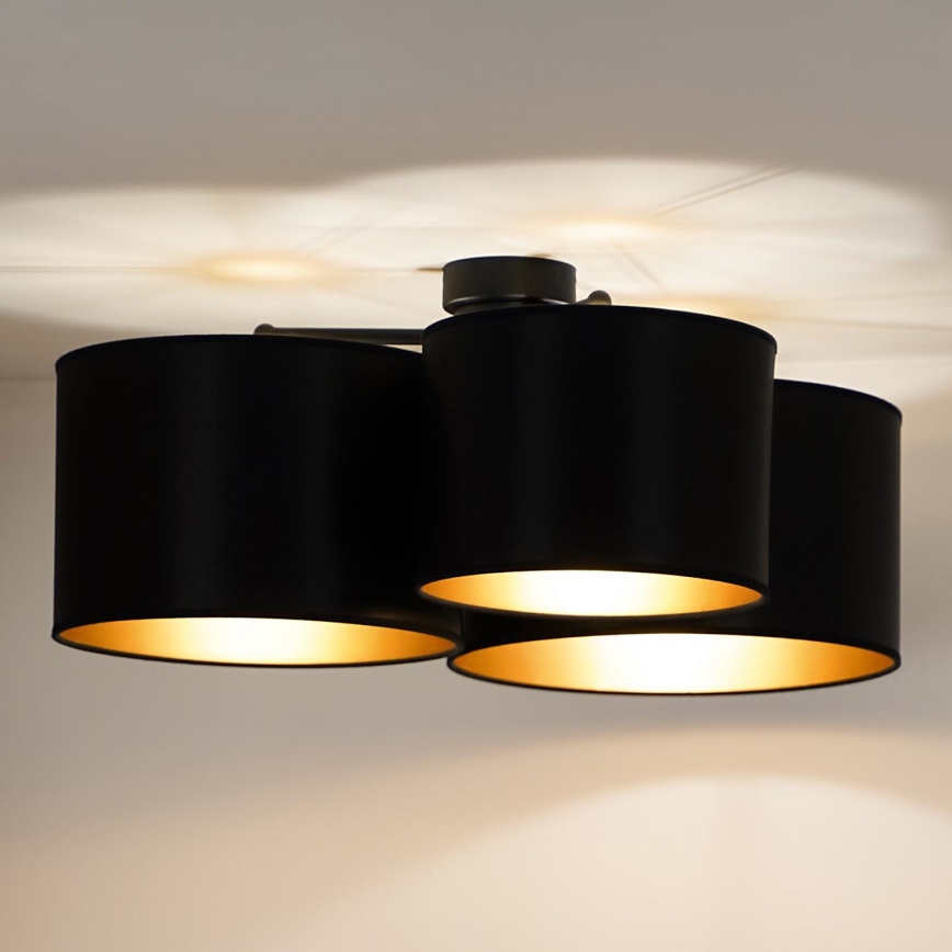 Duolla - Πλαφονιέρα οροφής ROLLER TRIO SHINY 3xE27/15W/230V μαύρο/χρυσαφί