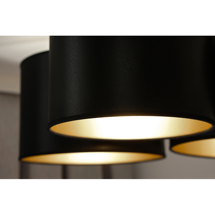 Duolla - Πλαφονιέρα οροφής ROLLER TRIO SHINY 3xE27/15W/230V μαύρο/χρυσαφί