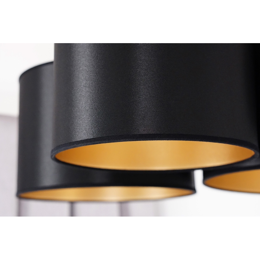 Duolla - Πλαφονιέρα οροφής ROLLER TRIO SHINY 3xE27/15W/230V μαύρο/χρυσαφί