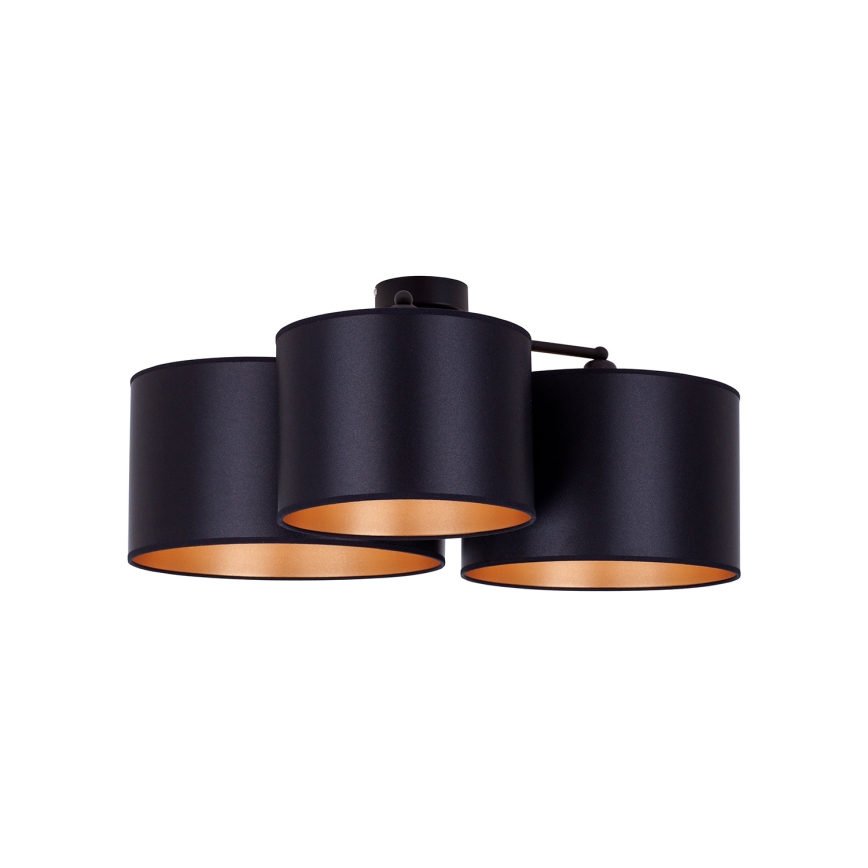 Duolla - Πλαφονιέρα οροφής ROLLER TRIO SHINY 3xE27/15W/230V μαύρο/χρυσαφί