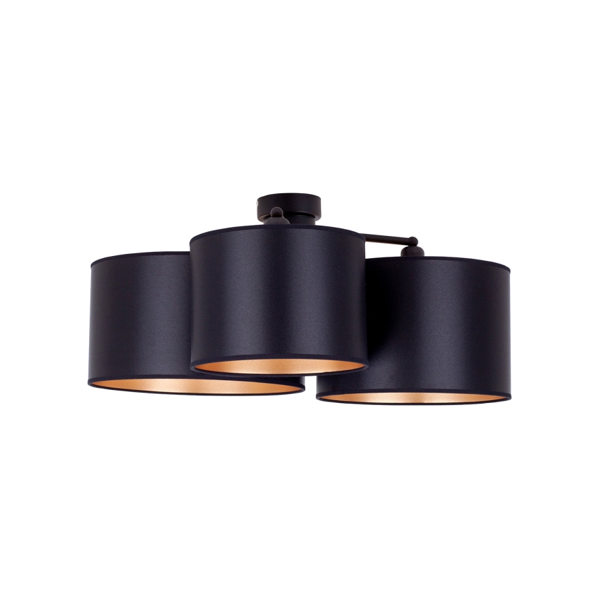 Duolla - Πλαφονιέρα οροφής ROLLER TRIO SHINY 3xE27/15W/230V μαύρο/χρυσαφί