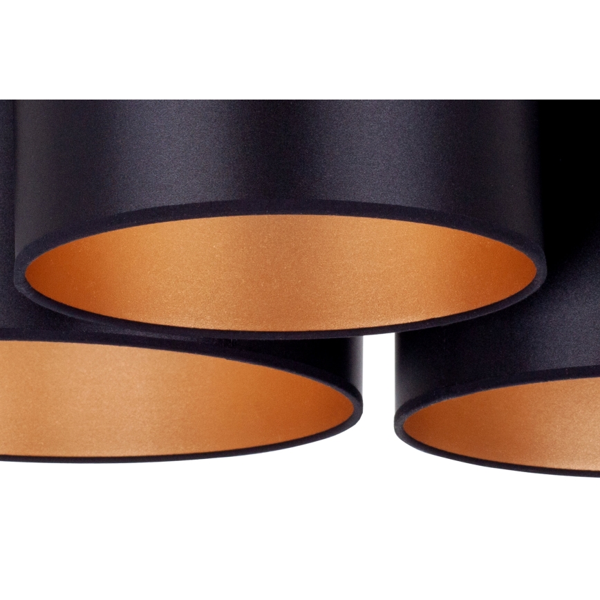 Duolla - Πλαφονιέρα οροφής ROLLER TRIO SHINY 3xE27/15W/230V μαύρο/χρυσαφί