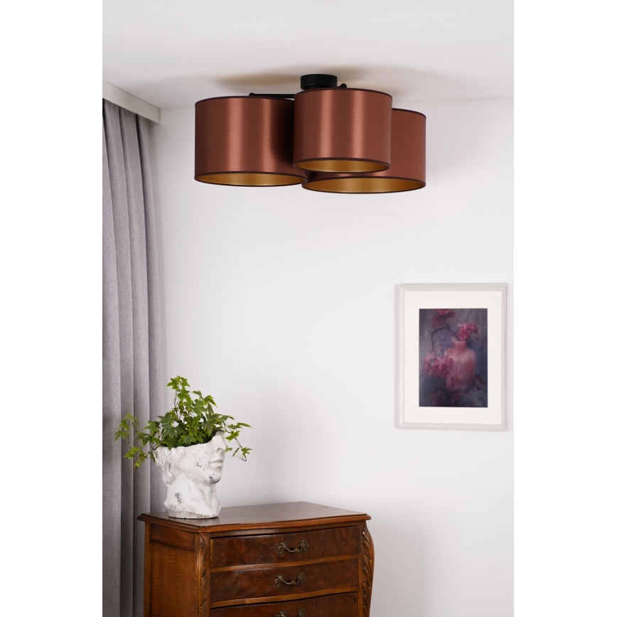 Duolla - Πλαφονιέρα οροφής ROLLER TRIO SHINY 3xE27/15W/230V χάλκινο/χρυσαφί