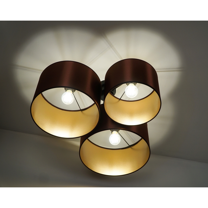 Duolla - Πλαφονιέρα οροφής ROLLER TRIO SHINY 3xE27/15W/230V χάλκινο/χρυσαφί