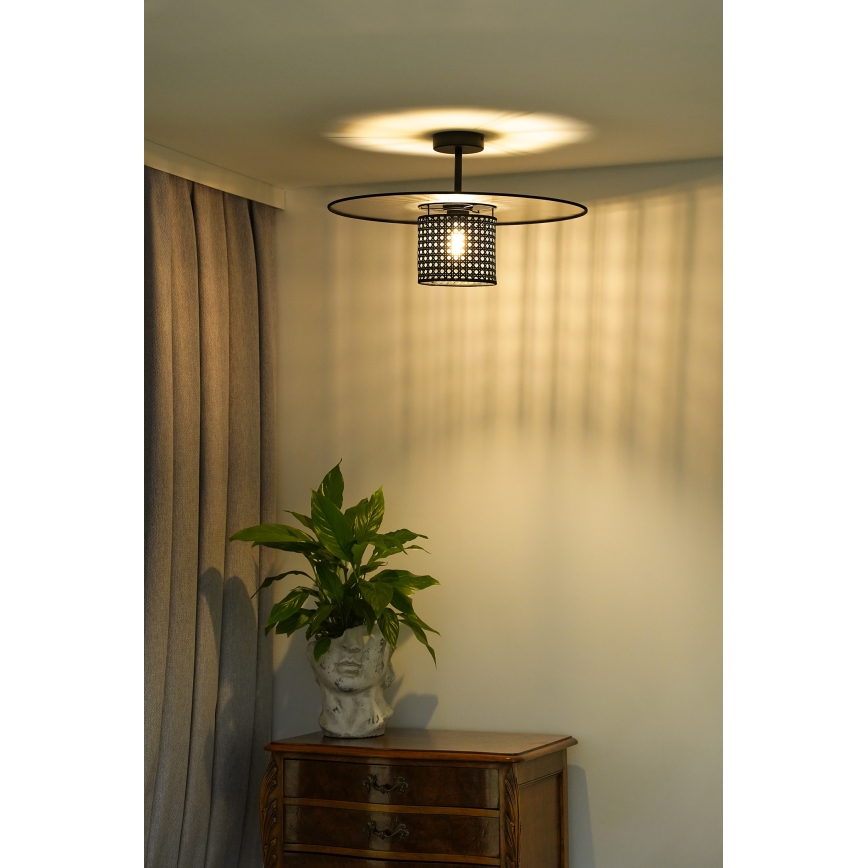 Duolla - Πλαφονιέρα οροφής TOKYO RATTAN 1xE27/15W/230V διάμετρος 50 cm μαύρο/ασημί