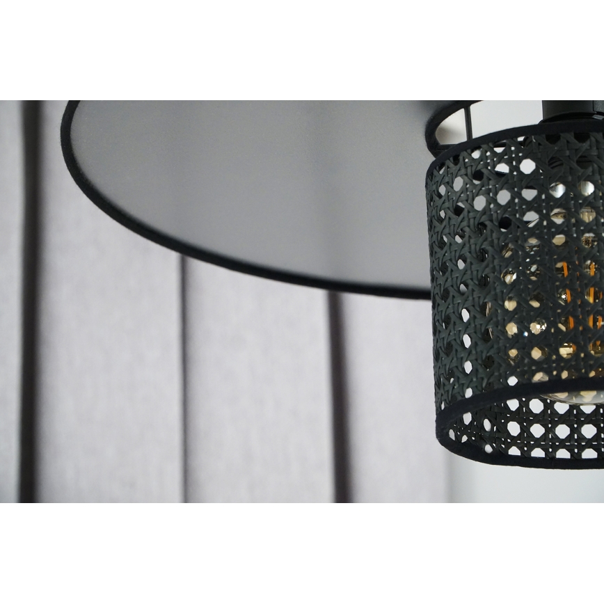 Duolla - Πλαφονιέρα οροφής TOKYO RATTAN 1xE27/15W/230V διάμετρος 50 cm μαύρο/ασημί