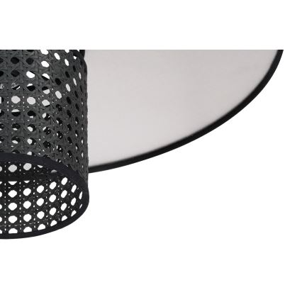 Duolla - Πλαφονιέρα οροφής TOKYO RATTAN 1xE27/15W/230V διάμετρος 50 cm μαύρο/ασημί