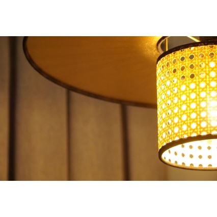 Duolla - Πλαφονιέρα οροφής TOKYO RATTAN 1xE27/15W/230V διάμετρος 50 cm χρυσό/rattan