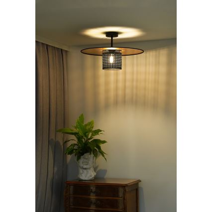 Duolla - Πλαφονιέρα οροφής TOKYO RATTAN 1xE27/15W/230V διάμετρος 50 cm χρυσό/μαύρο