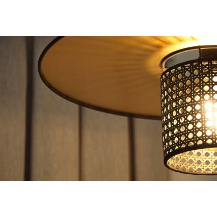 Duolla - Πλαφονιέρα οροφής TOKYO RATTAN 1xE27/15W/230V διάμετρος 50 cm χρυσό/μαύρο