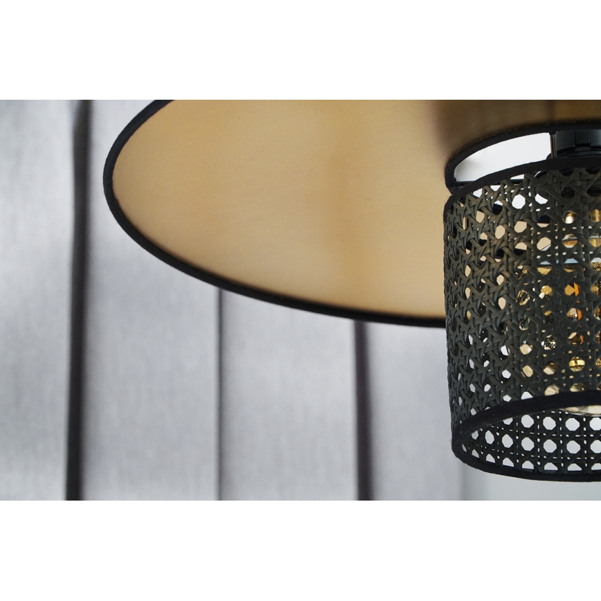 Duolla - Πλαφονιέρα οροφής TOKYO RATTAN 1xE27/15W/230V διάμετρος 50 cm χρυσό/μαύρο