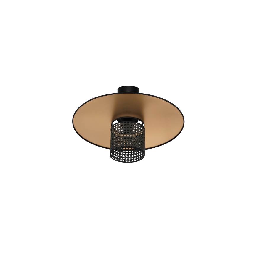 Duolla - Πλαφονιέρα οροφής TOKYO RATTAN 1xE27/15W/230V διάμετρος 50 cm χρυσό/μαύρο
