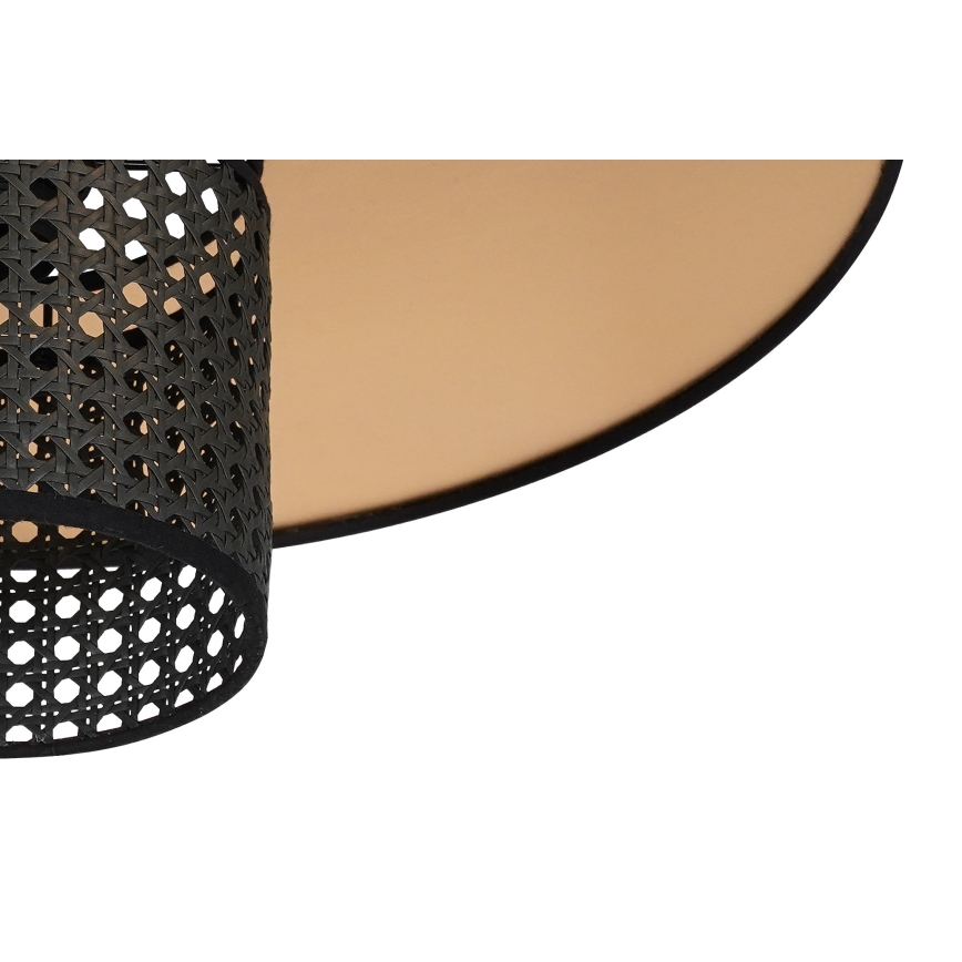 Duolla - Πλαφονιέρα οροφής TOKYO RATTAN 1xE27/15W/230V διάμετρος 50 cm χρυσό/μαύρο