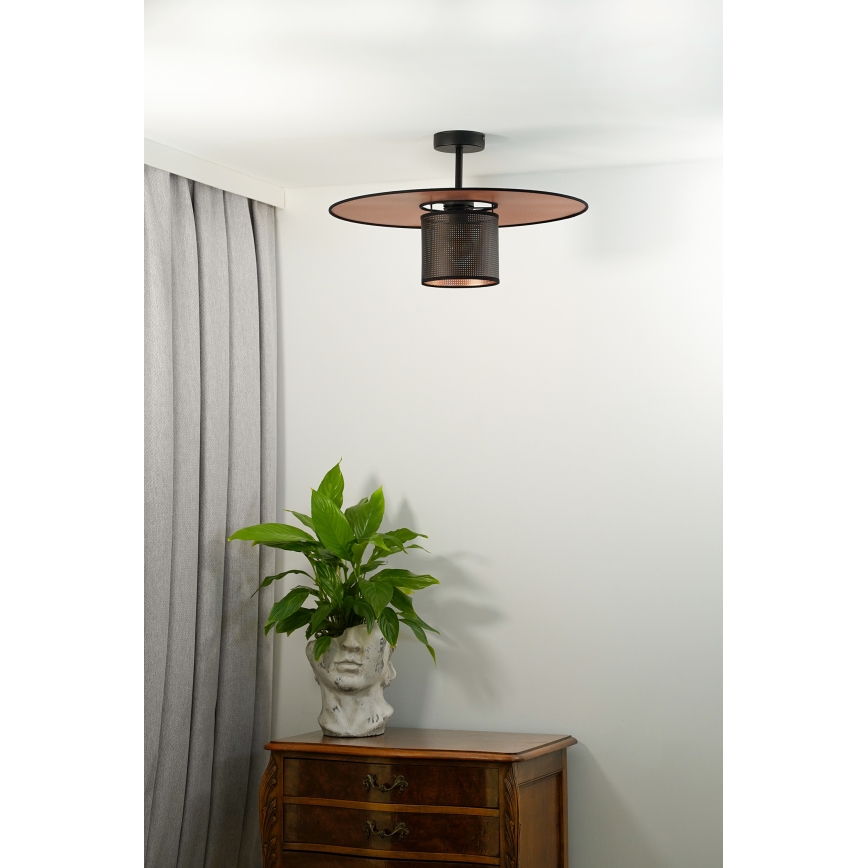 Duolla - Πλαφονιέρα οροφής TOKYO SHINY 1xE27/15W/230V διάμετρος 50 cm μαύρο/χαλκός