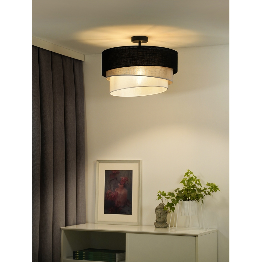 Duolla - Πλαφονιέρα οροφής TRIO 1xE27/15W/230V διάμετρος 45 cm μαύρο/γκρι/λευκό