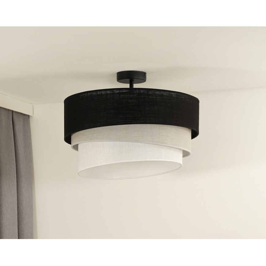 Duolla - Πλαφονιέρα οροφής TRIO 1xE27/15W/230V διάμετρος 45 cm μαύρο/γκρι/λευκό