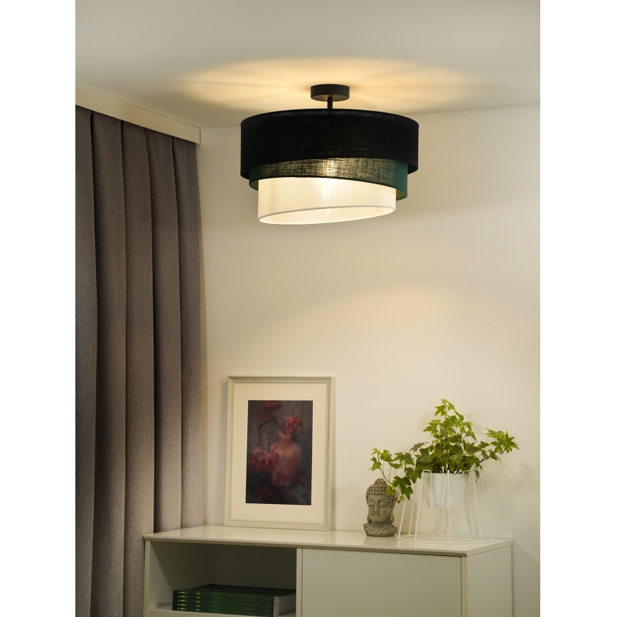 Duolla - Πλαφονιέρα οροφής TRIO 1xE27/15W/230V διάμετρος 45 cm μαύρο/πράσινο/λευκό