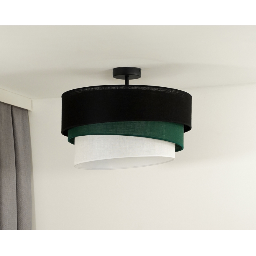 Duolla - Πλαφονιέρα οροφής TRIO 1xE27/15W/230V διάμετρος 45 cm μαύρο/πράσινο/λευκό