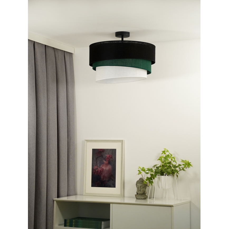Duolla - Πλαφονιέρα οροφής TRIO 1xE27/15W/230V διάμετρος 45 cm μαύρο/πράσινο/λευκό