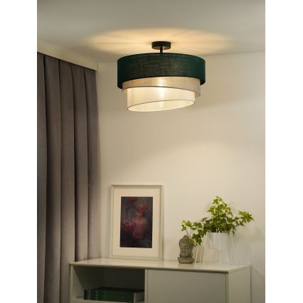 Duolla - Πλαφονιέρα οροφής TRIO 1xE27/15W/230V διάμετρος 45 cm πράσινο/γκρι/λευκό