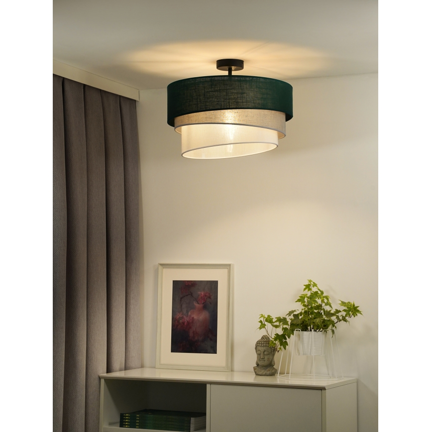 Duolla - Πλαφονιέρα οροφής TRIO 1xE27/15W/230V διάμετρος 45 cm πράσινο/γκρι/λευκό