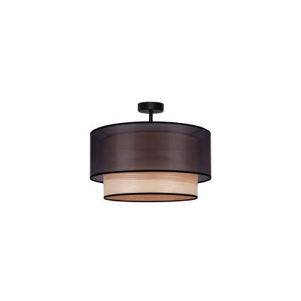 Duolla - Πλαφονιέρα οροφής WOOD BOHO 1xE27/15W/230V διάμετρος 45 cm μαύρο/μπεζ