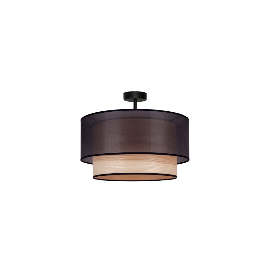 Duolla - Πλαφονιέρα οροφής WOOD BOHO 1xE27/15W/230V διάμετρος 45 cm μαύρο/μπεζ