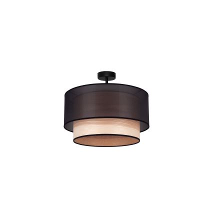 Duolla - Πλαφονιέρα οροφής WOOD BOHO 1xE27/15W/230V διάμετρος 45 cm μαύρο/μπεζ