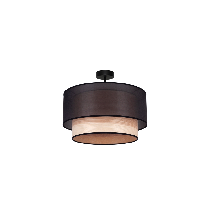 Duolla - Πλαφονιέρα οροφής WOOD BOHO 1xE27/15W/230V διάμετρος 45 cm μαύρο/μπεζ